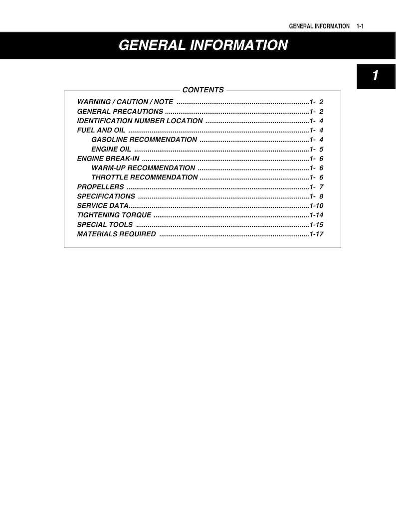 Suzuki DF2.5 Four Stroke Outboard Service Manual service manual preview page 8