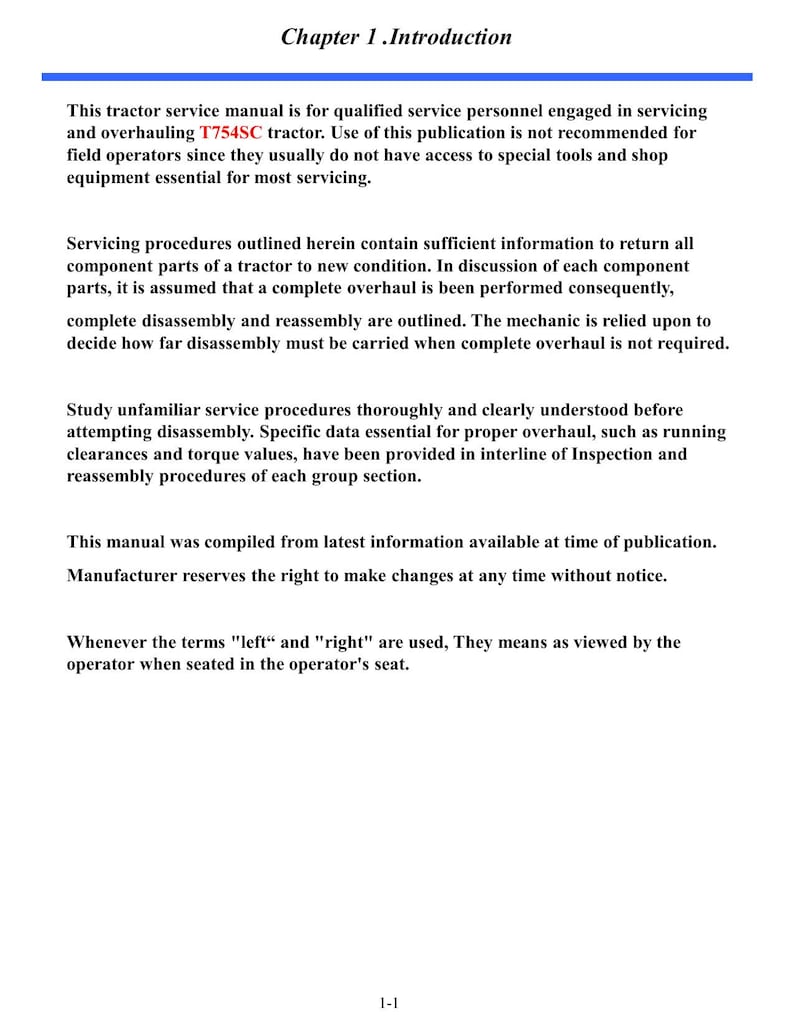 TYM T754 Power Shuttle Service Manual service manual preview page 7