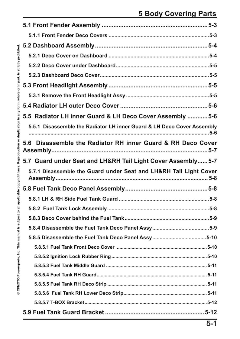 CFMOTO 450NK Service Manual service manual preview page 8