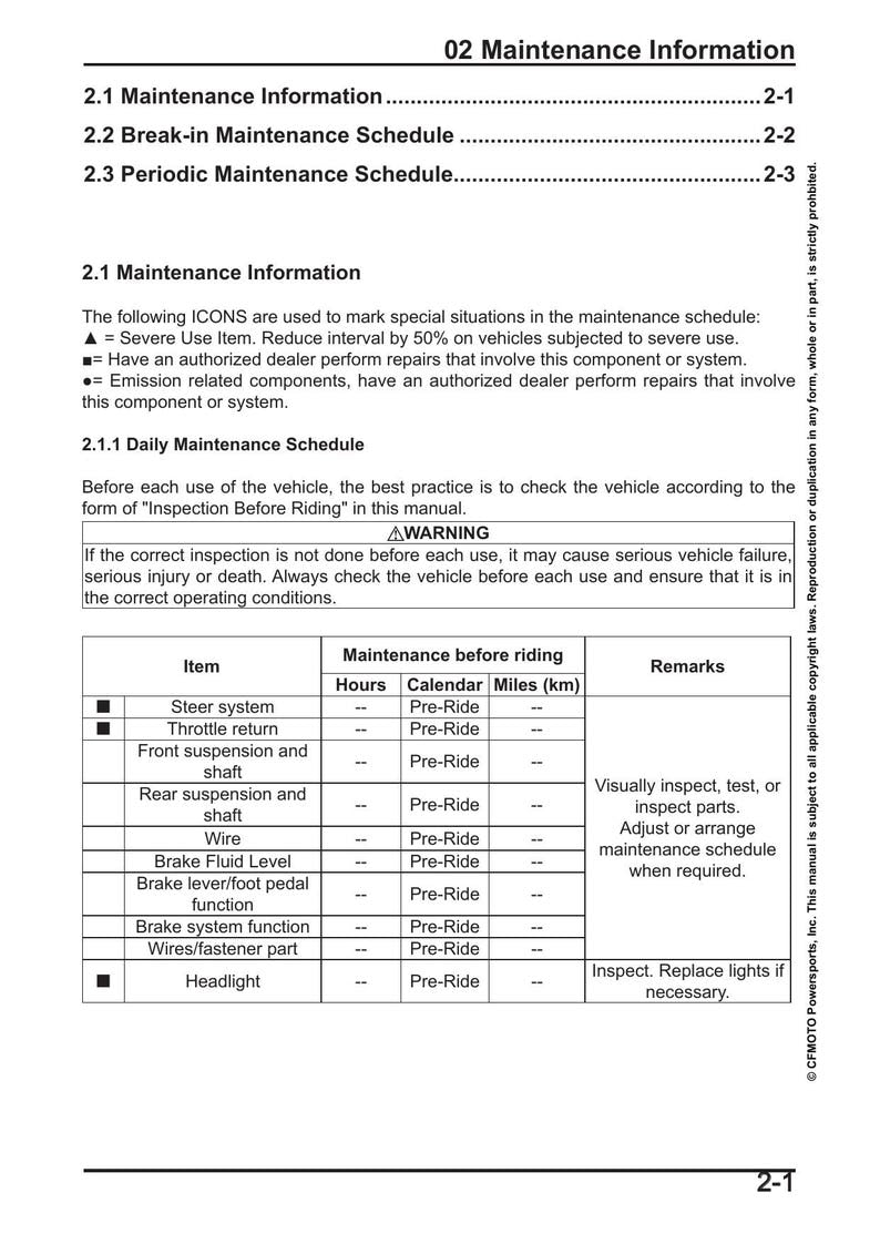 CFMOTO CFX-2E CFX-5E Service Manual service manual preview page 6