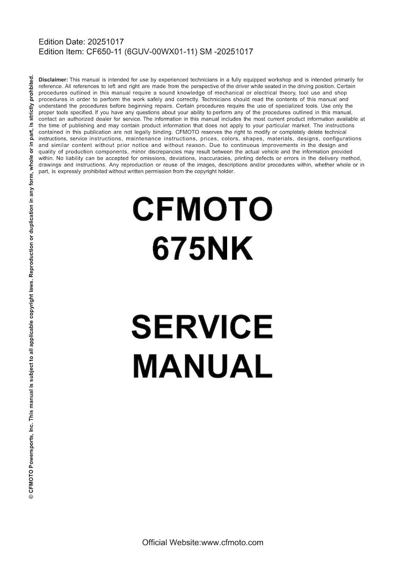 CFMOTO 675NK Service Manual service manual preview page 2