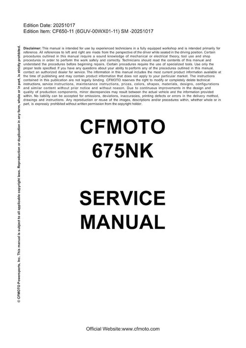 CFMOTO 675NK Service Manual service manual preview page 2