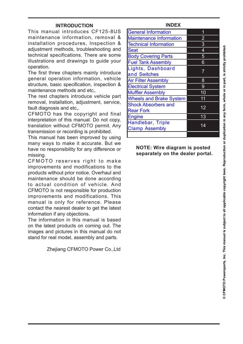 CFMOTO Papio SS 125 Service Manual service manual preview page 3