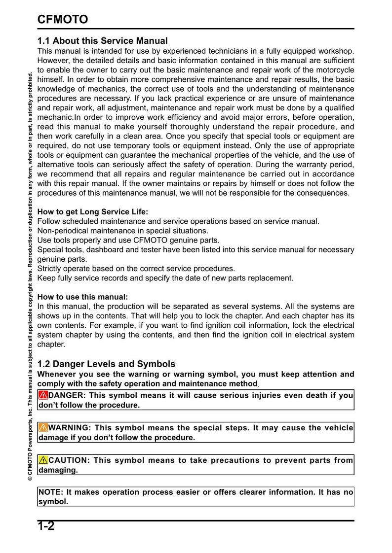 CFMOTO 675NK Service Manual service manual preview page 8