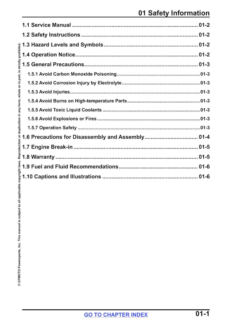 CFMOTO UFORCE 800 XL Service Manual service manual preview page 7