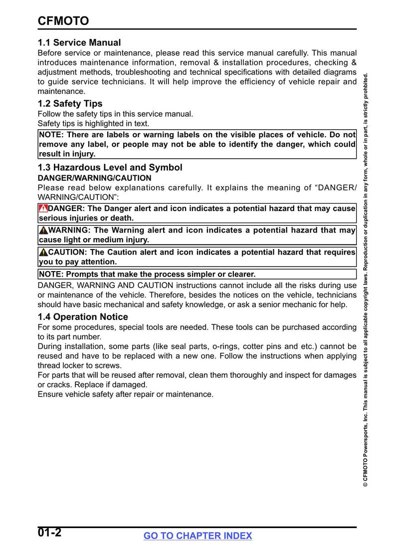 CFMOTO CFORCE 600 625 Touring Service Manual 2025-2026 ATV service manual preview page 9