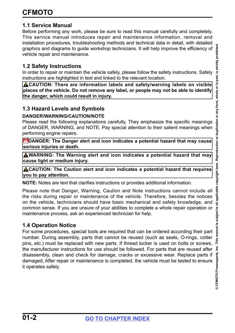 CFMOTO UFORCE 800 XL Service Manual service manual preview page 8