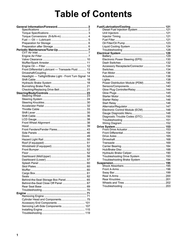 Cushman Hauler 4x4 Crew Diesel Service Manual 2024-2026 UTV service manual preview page 7