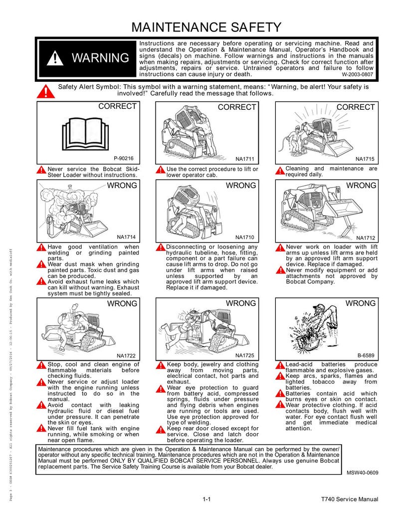 Bobcat T740 Compact Track Loader Service Manual service manual preview page 6