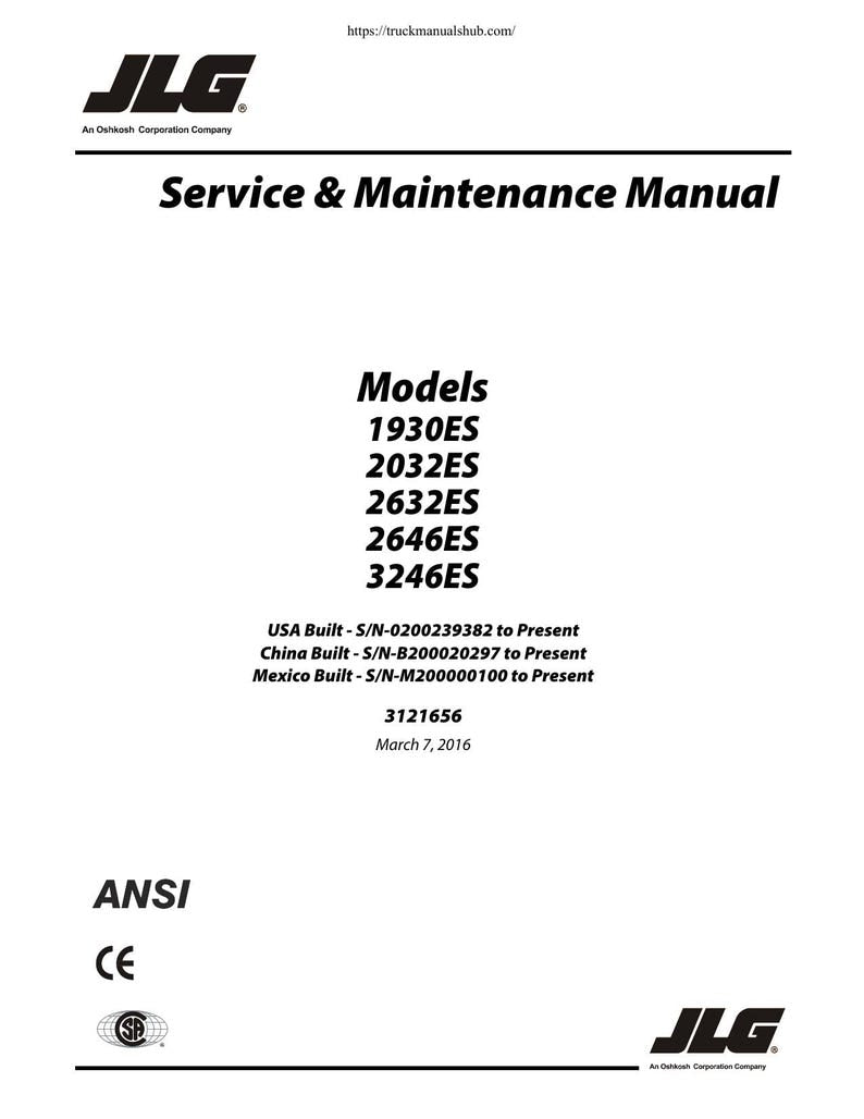 JLG 1930 2032 2632 2646 3246 ES Service Manual 2014-2020 service manual preview page 2