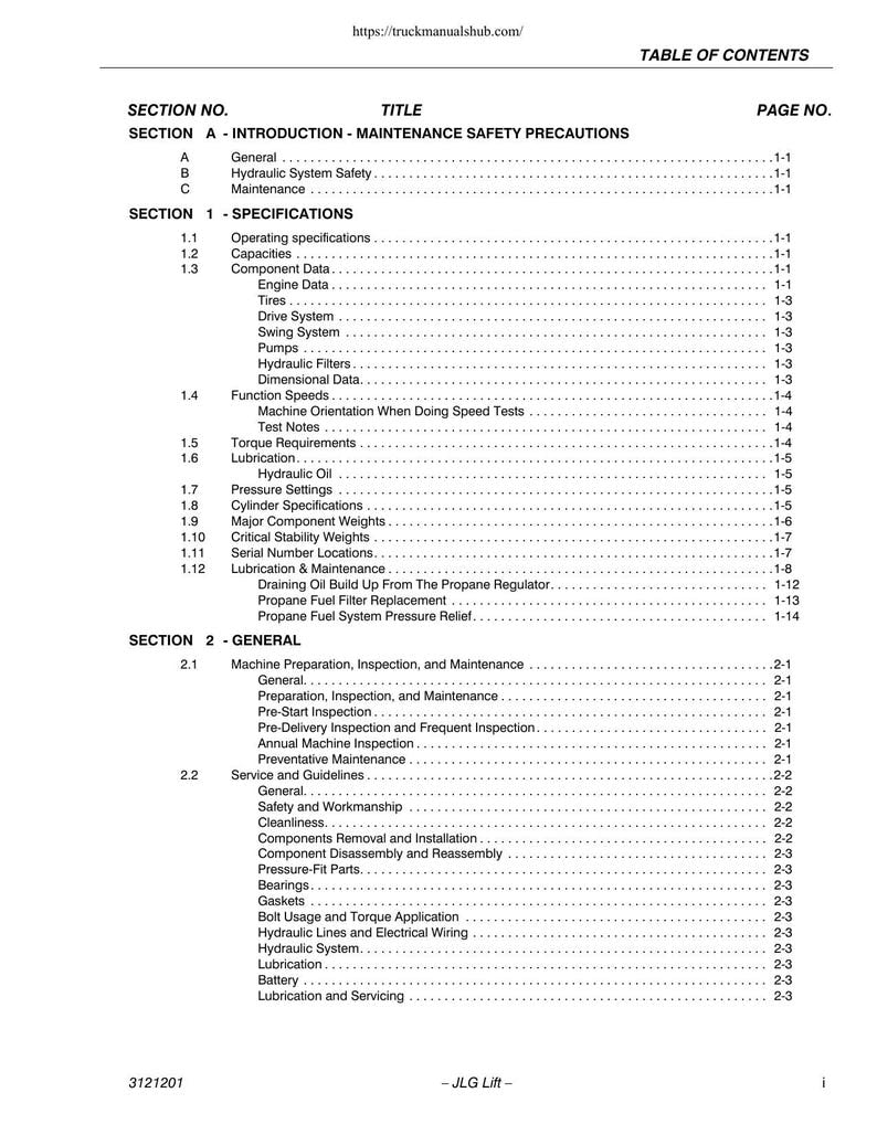 JLG 600A 600AJ Boom Lift Service Manual service manual preview page 7