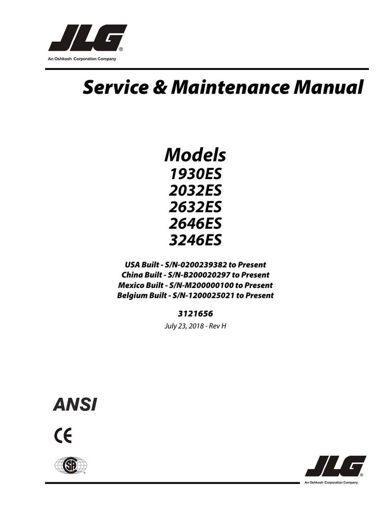 JLG 1930ES 2032ES 2632es 2646es 3246es Service Manual 2014-2018 Scissor Lift pdf service manual preview page 2