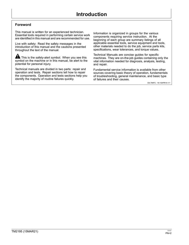John Deere Gator HPX 4X2 4X4 Gas Diesel Service Manual 2014-2021 UTV service manual preview page 9