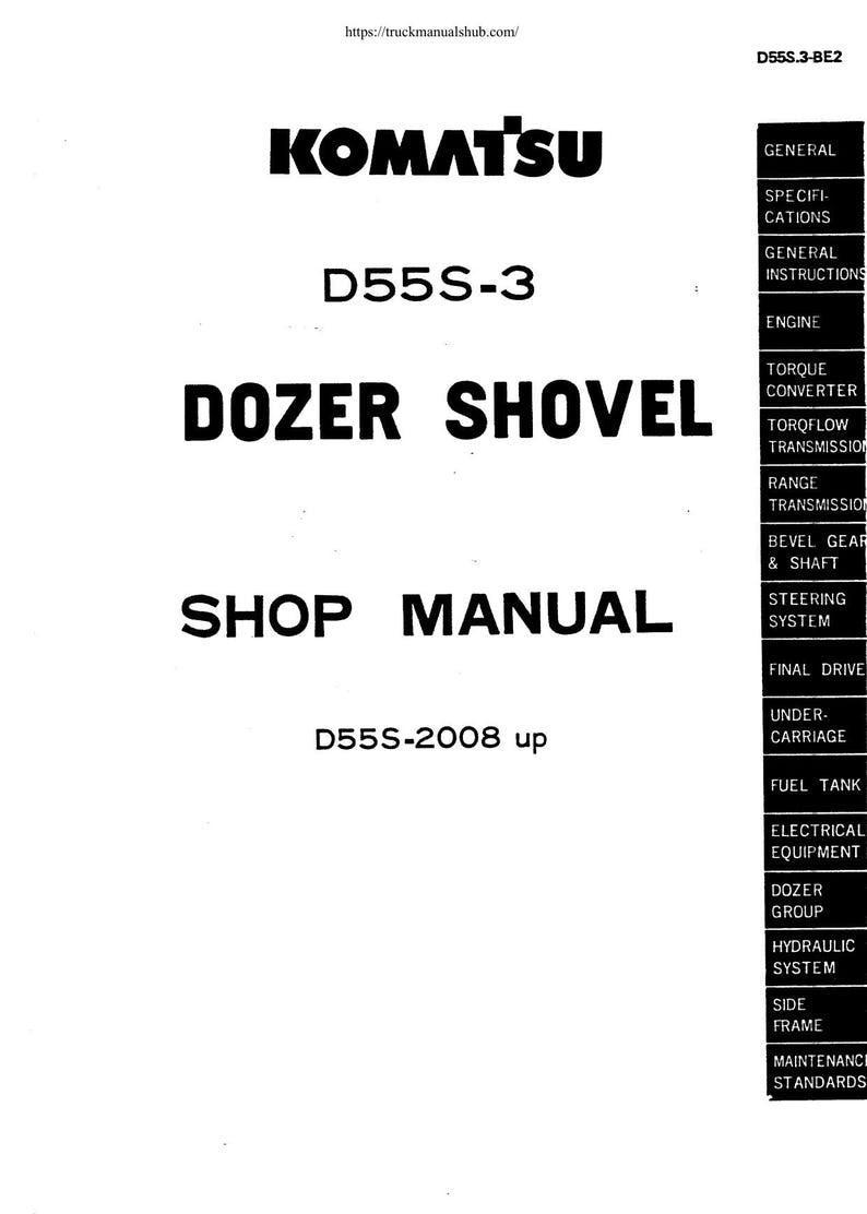 Komatsu D55S-3 Dozer Shovel Service Manual 2008-2012 Shop Repair service manual preview page 2