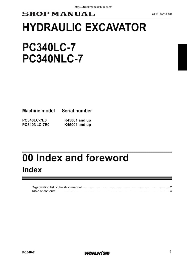 Komatsu Galeo PC340LC-7 PC340NLC-7 Service Manual service manual preview page 7