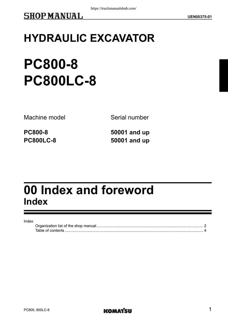 Komatsu Galeo PC800 PC800LC-8 Service Manual service manual preview page 5