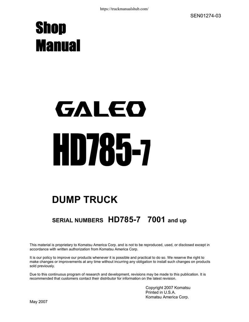 Komatsu HD785-7 Dump Truck Service Manual 2007-2011 Mining Truck service manual preview page 2