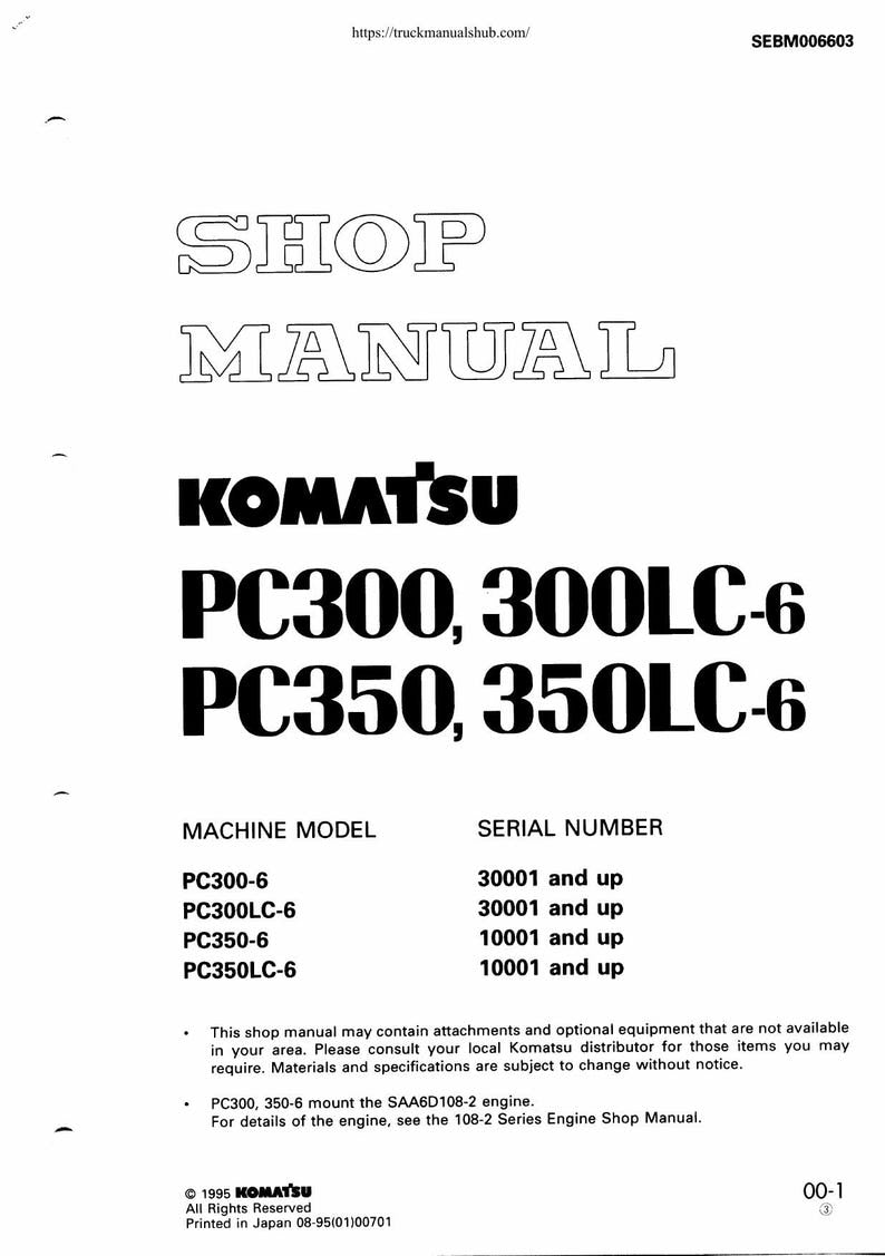 Komatsu PC300 PC350 Excavator Service Manual service manual preview page 2