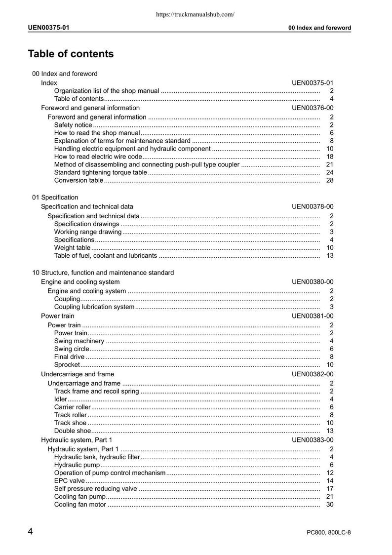 Komatsu Galeo PC800 PC800LC-8 Service Manual service manual preview page 7