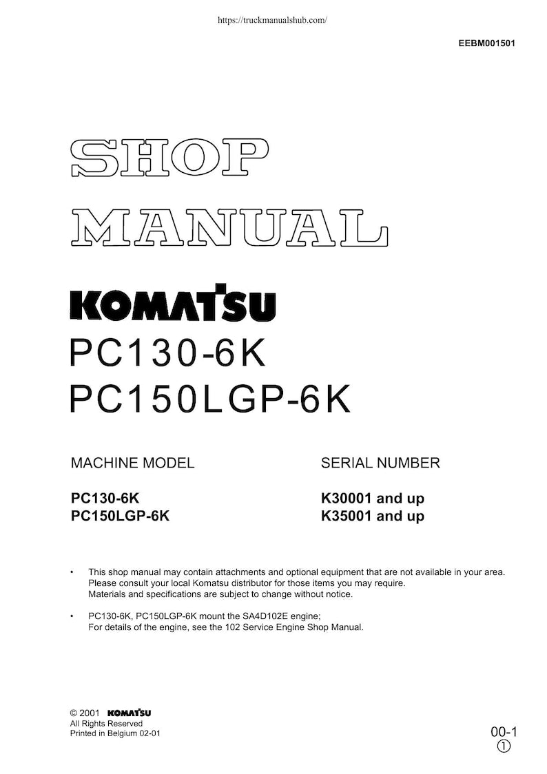 Komatsu PC130-6K PC150LGP-6K Excavator Service Manual service manual preview page 2