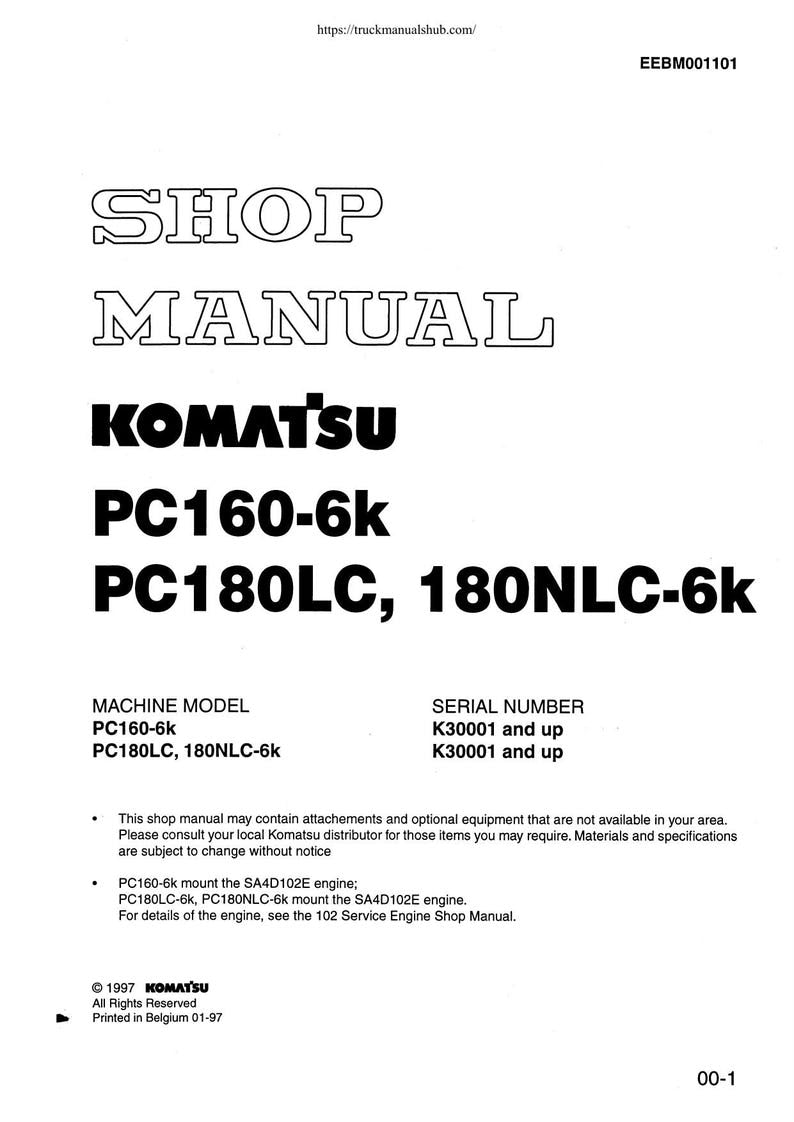 Komatsu PC160 PC180LC PC180NLC-6k Service Manual service manual preview page 2