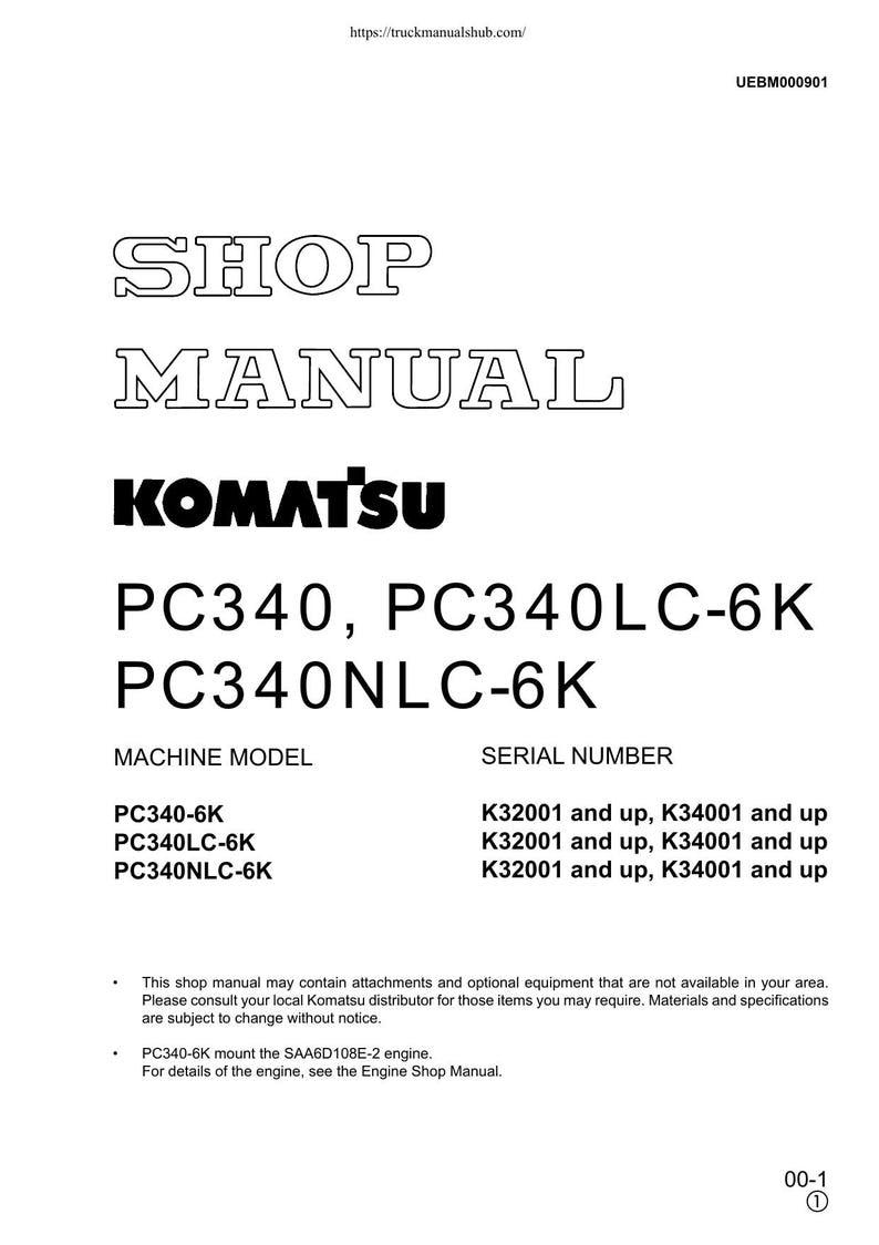 Komatsu PC340 PC340LC PC340NLC-6K Excavator Service Manual service manual preview page 2