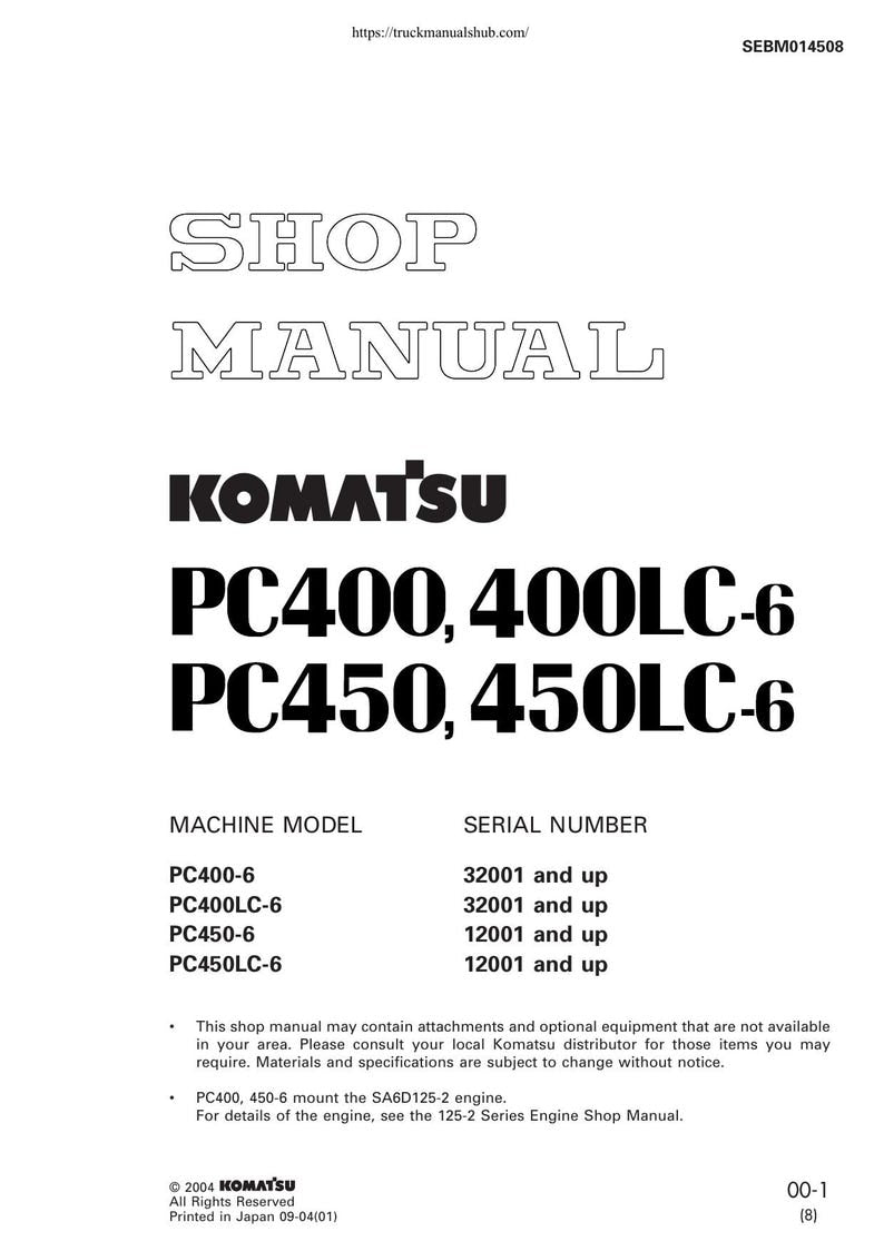 Komatsu PC400 PC450-6 Excavator Service Manual service manual preview page 2