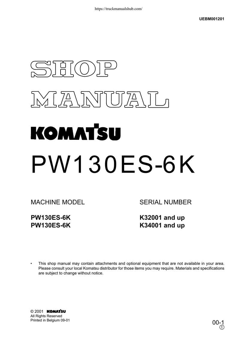 Komatsu PW130ES-6K Service Manual 2001-2005 Wheeled Excavator service manual preview page 2