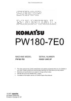 Komatsu PW180-7E0 Wheeled Excavator Service Manual 2007-2011 service manual preview page 2