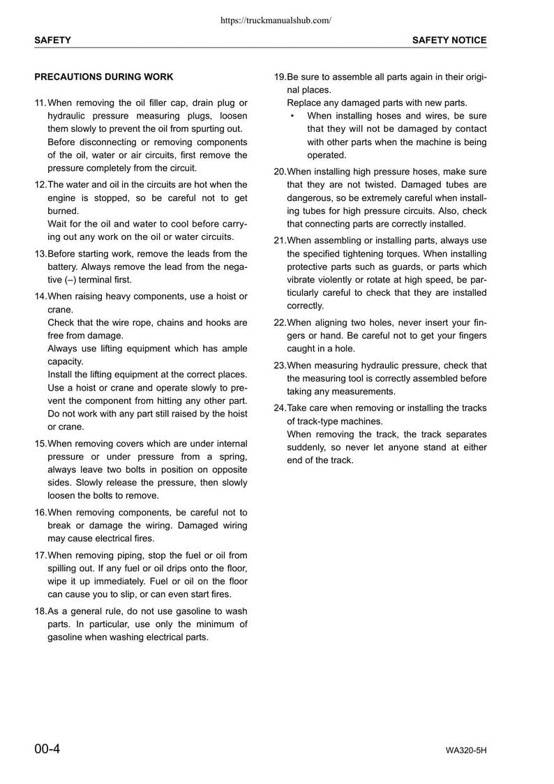 Komatsu WA320-5H Wheel Loader Service Manual service manual preview page 8