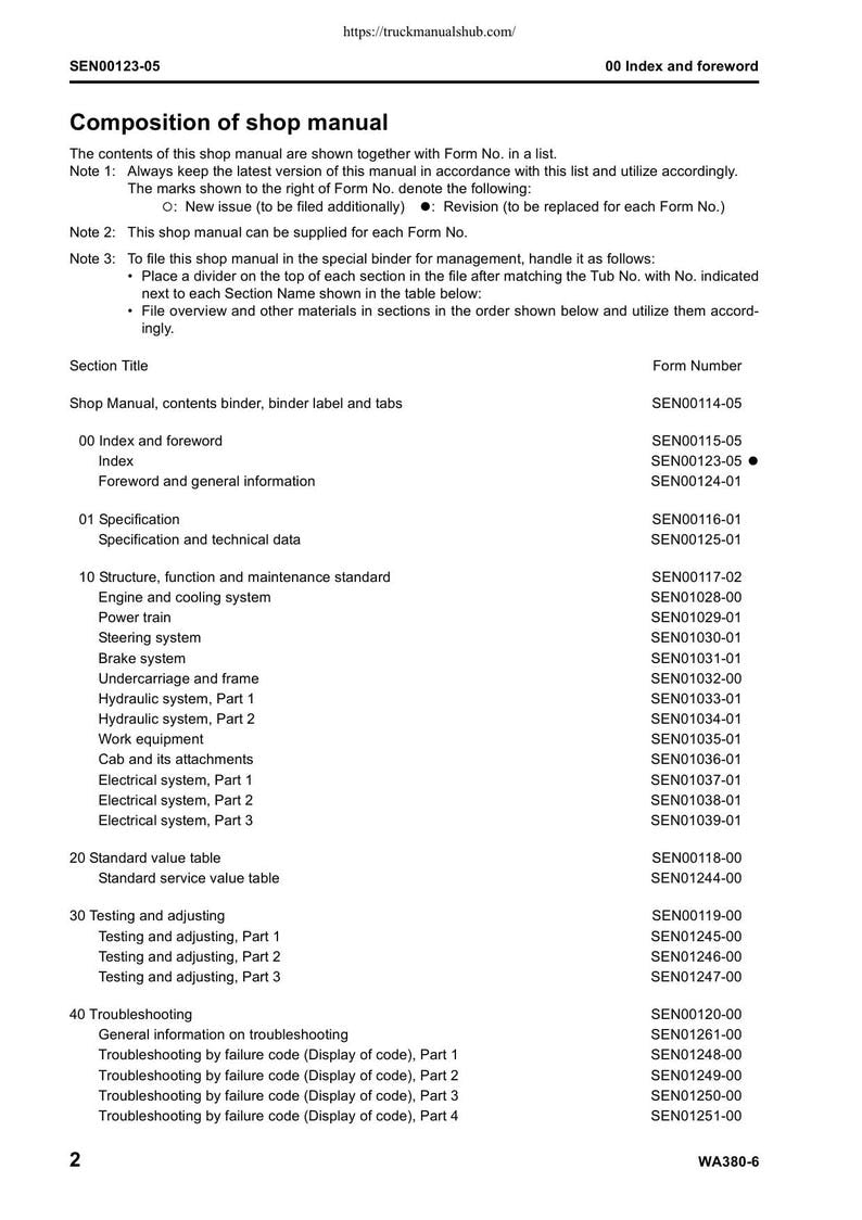 Komatsu WA380-6 Wheel Loader Service Manual service manual preview page 7