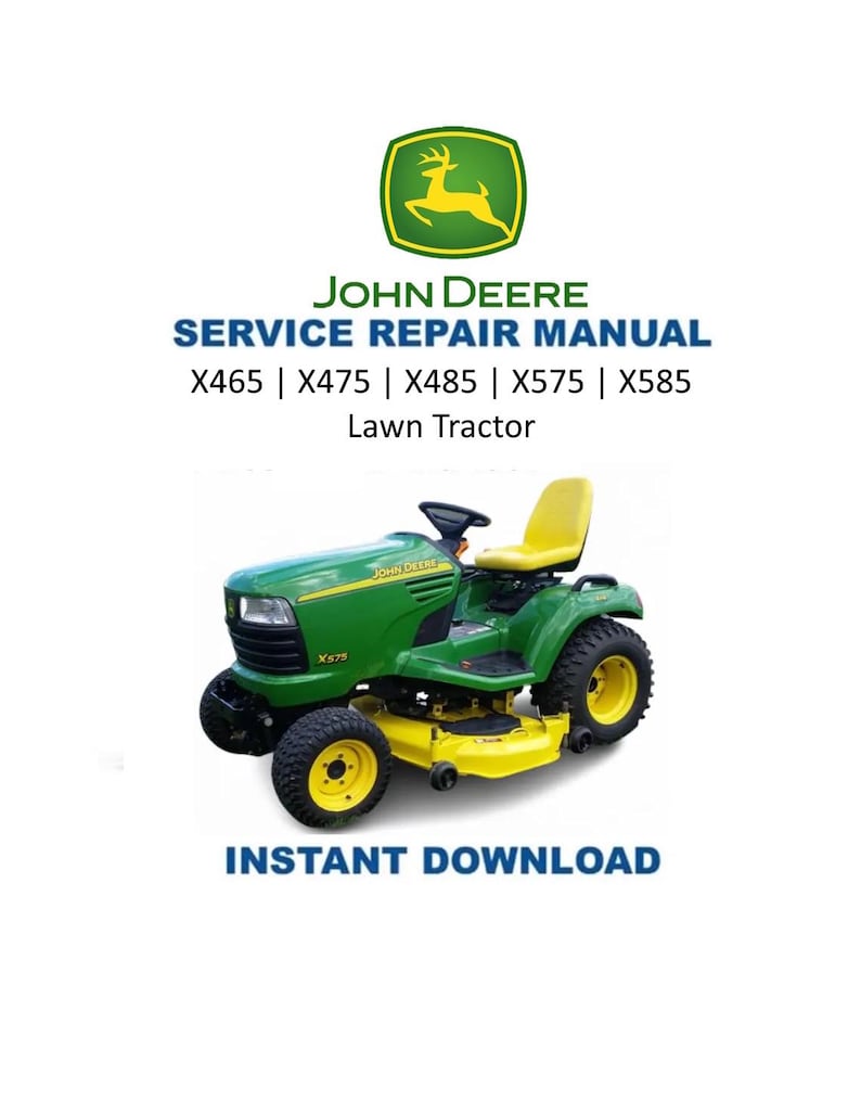 John Deere X465 X475 X485 X575 X585 Service Manual PDF service repair manual cover