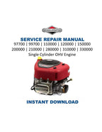 Briggs Stratton Single Cylinder OHV Service Manual 2009-2013 Small Engine PDF service repair manual cover
