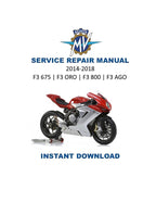 MV Agusta F3 675 800 ORO AGO Service Manual 2014-2018 Motorcycle PDF service repair manual cover