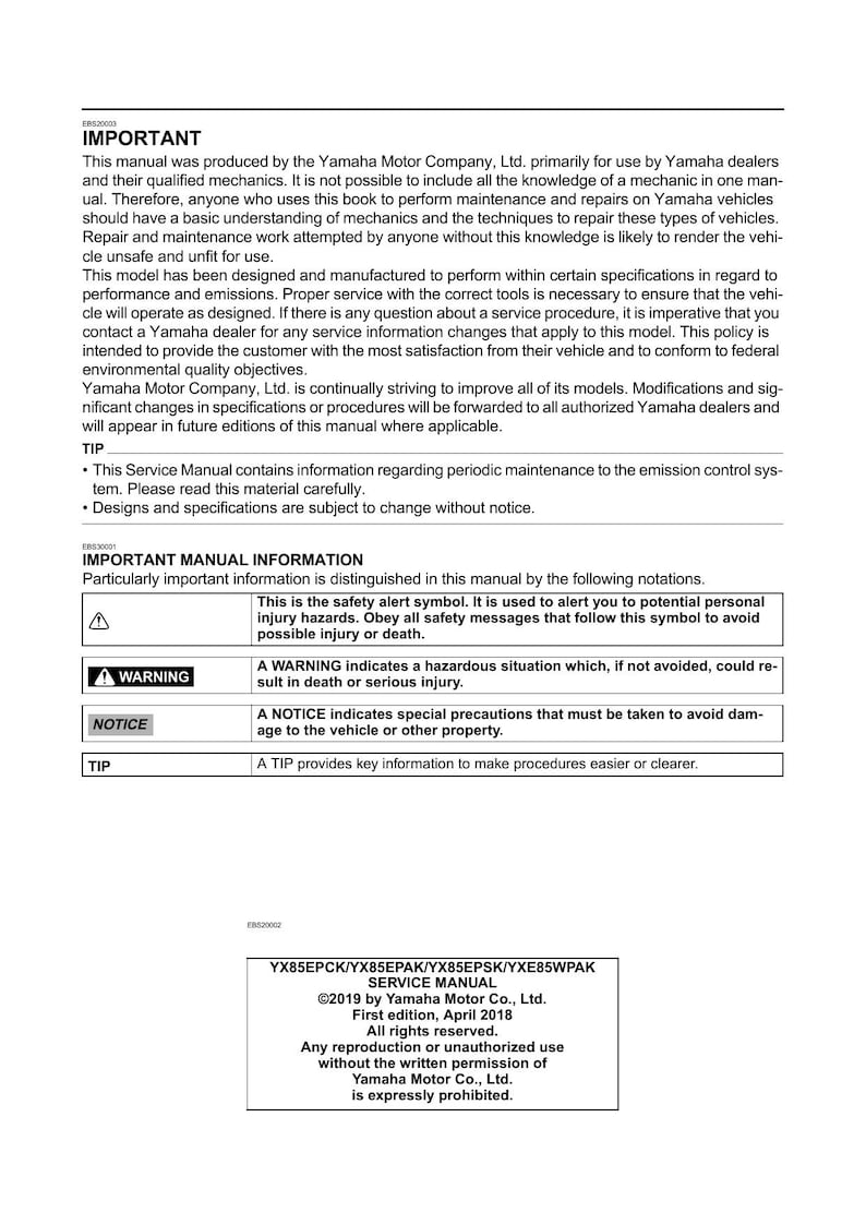 Yamaha Wolverine X2 Service Manual service manual preview page 6