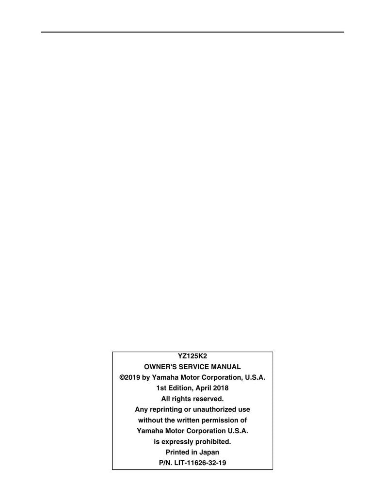 Yamaha YZ125 Service Manual service manual preview page 10