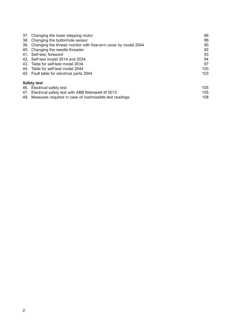 PFAFF Expression 2014 2024 2034 2044 Service Manual 2002-2006 Sewing Machine pdf service manual preview page 4