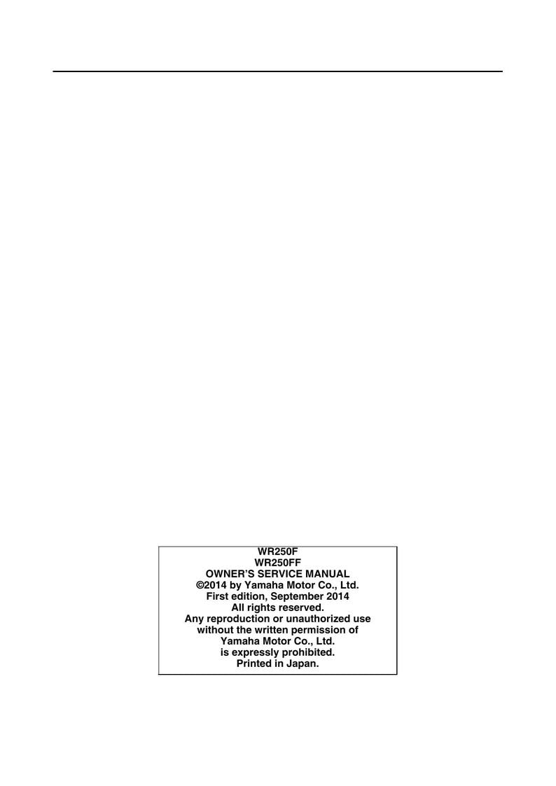Yamaha WR250F WR250FF Service Manual service manual preview page 5