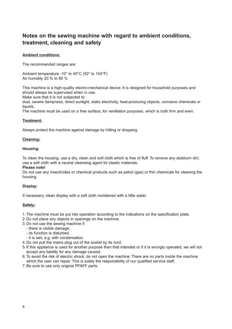 PFAFF Expression 2014 2024 2034 2044 Service Manual 2002-2006 Sewing Machine pdf service manual preview page 6