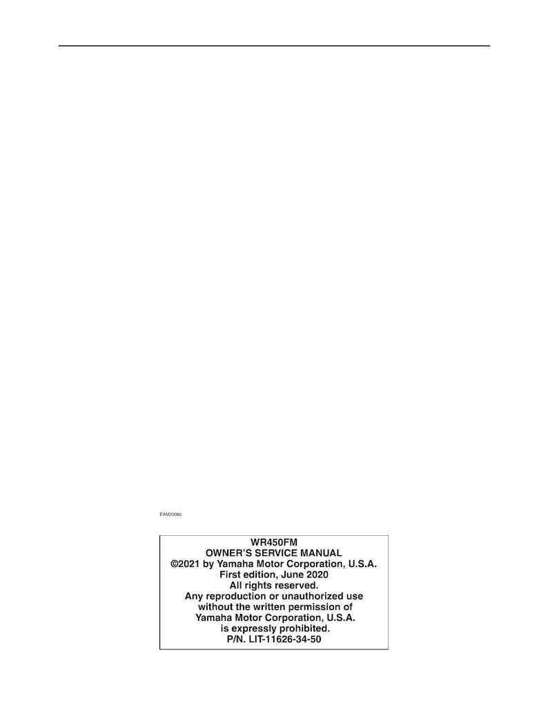Yamaha WR450F Service Manual service manual preview page 11