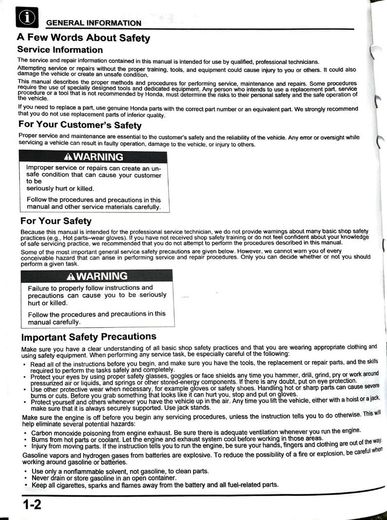 Honda Grom 125 Service Manual service manual preview page 3