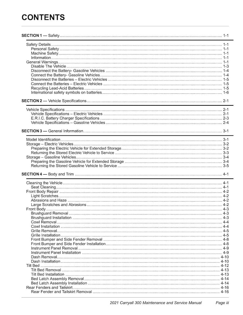 Club Car Carryall 300 Service Manual service manual preview page 7