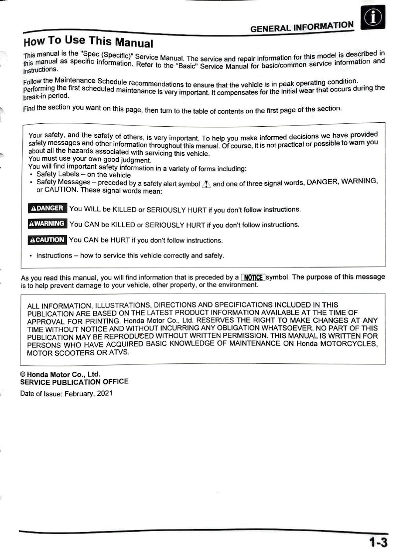 Honda Grom 125 Service Manual service manual preview page 4