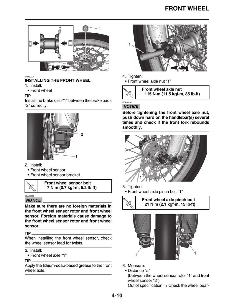 Yamaha WR450F Service Manual service manual preview page 3
