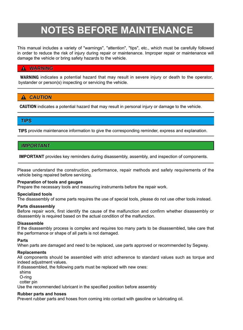 Segway AT5 450 ATV Service Manual service manual preview page 10