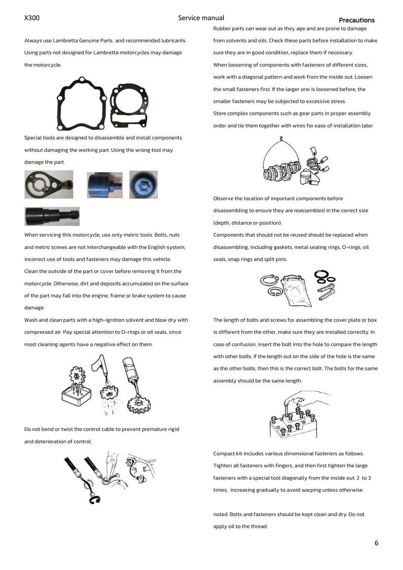 Lambretta X300 300cc Service Manual 2023-2027 Scooter Motorcycle service manual preview page 6