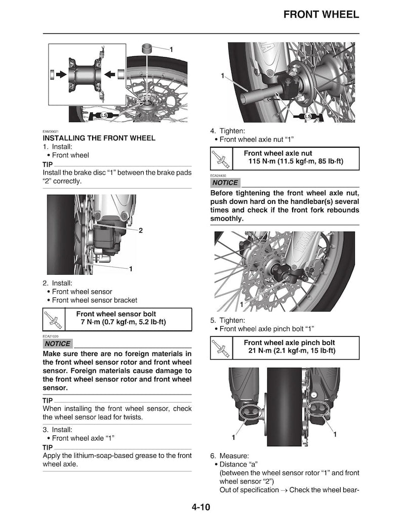 Yamaha WR450F Service Manual service manual preview page 3