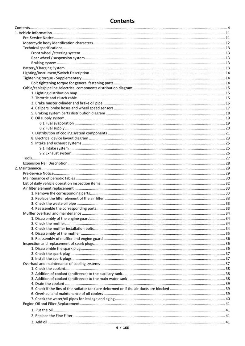 Zontes ZT703-F Service Manual 2024-2026 Adventure Motorcycle service manual preview page 7