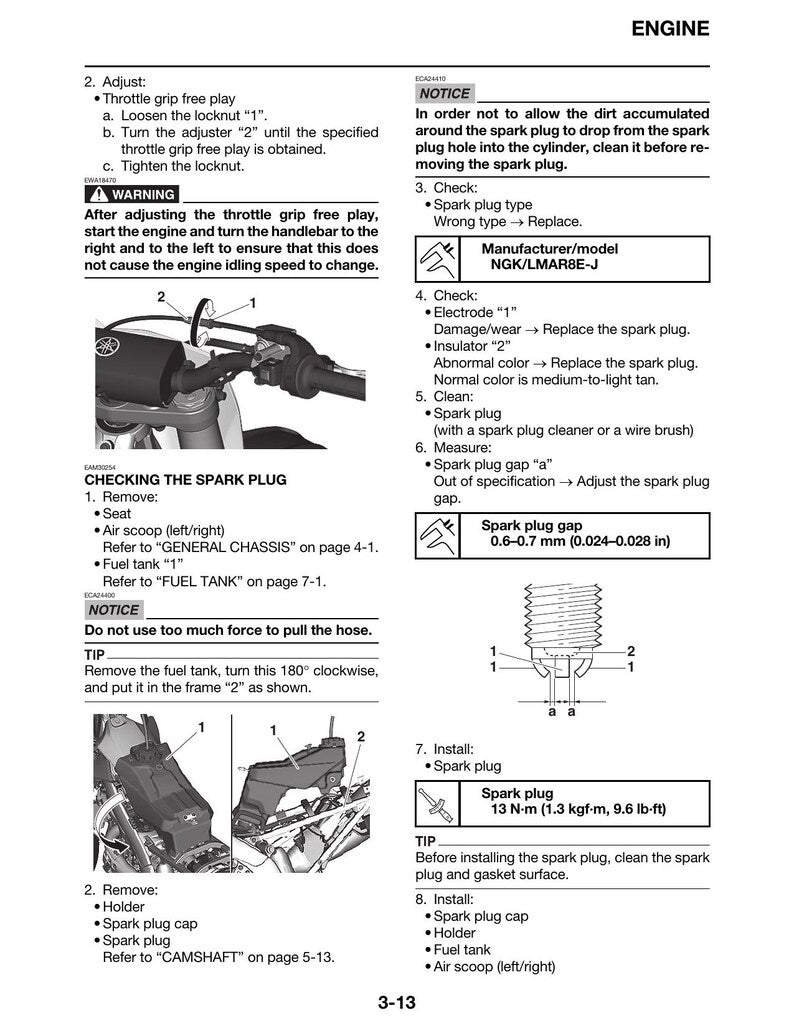 Yamaha YZ250FX Service Manual service manual preview page 3