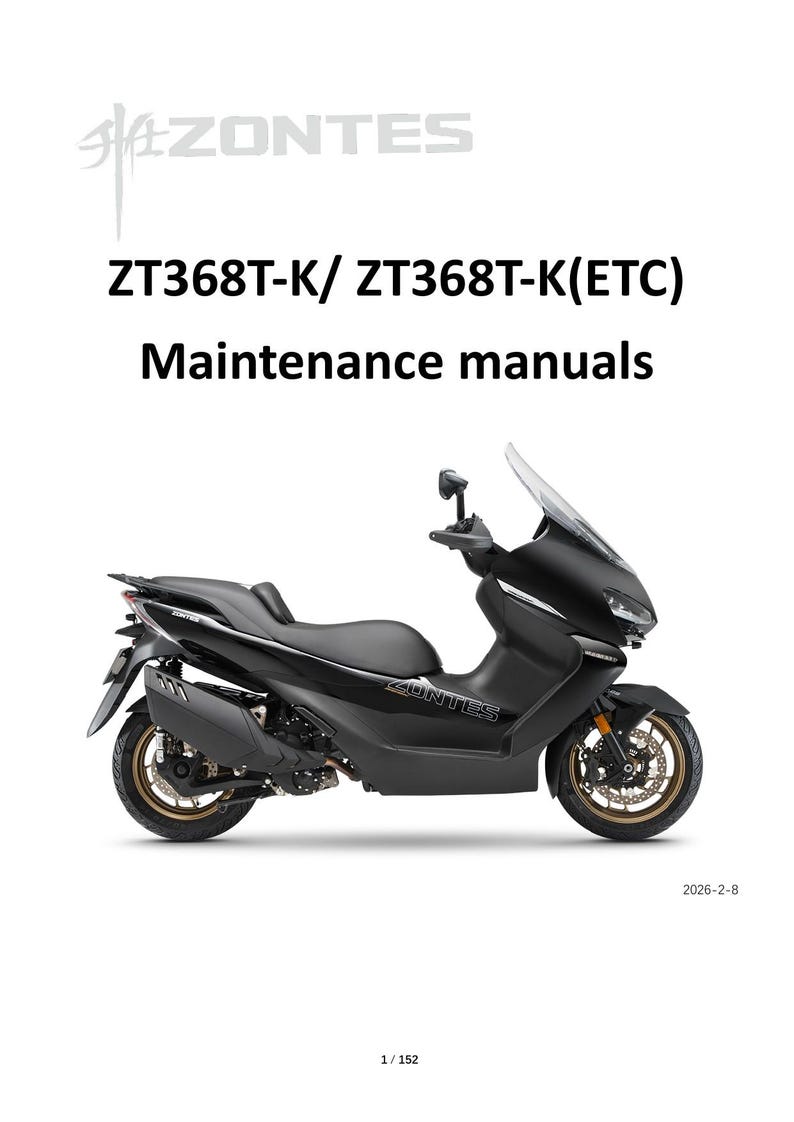 Zontes ZT368T-K Scooter Service Manual 2026 Motorcycle service manual preview page 2